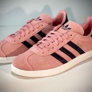 Adidas Women's Pink and Black Gazelle Sneakers